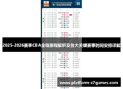 2025-2026赛季CBA全程赛程解析及各大关键赛事时间安排详解